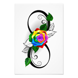 Unendlichkeitssymbol mit Rainbow-Rose Fotodruck