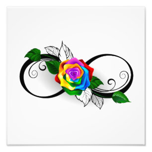 Unendlichkeitssymbol mit Rainbow-Rose Fotodruck