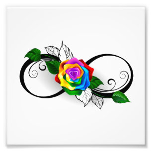 Unendlichkeitssymbol mit Rainbow-Rose Fotodruck