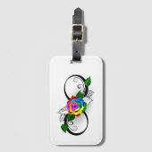 Unendlichkeitssymbol mit Rainbow-Rose Gepäckanhänger (Vorderseite Vertikal)