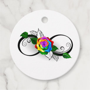 Unendlichkeitssymbol mit Rainbow-Rose Geschenkanhänger