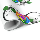 Unendlichkeitssymbol mit Rainbow-Rose Geschenkpapier (Rolleneckpunkt)