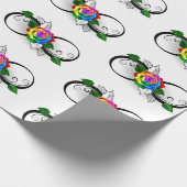 Unendlichkeitssymbol mit Rainbow-Rose Geschenkpapier (Ecke)