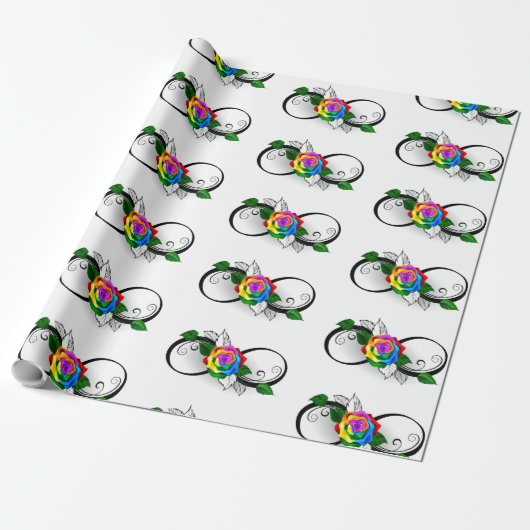 Unendlichkeitssymbol mit Rainbow-Rose Geschenkpapier (Ungerollt)