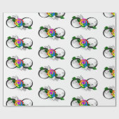 Unendlichkeitssymbol mit Rainbow-Rose Geschenkpapier (Flach)