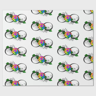 Unendlichkeitssymbol mit Rainbow-Rose Geschenkpapier