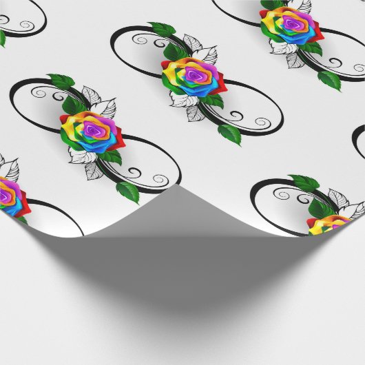Unendlichkeitssymbol mit Rainbow-Rose Geschenkpapier (Ecke)