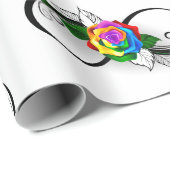 Unendlichkeitssymbol mit Rainbow-Rose Geschenkpapier (Rolleneckpunkt)