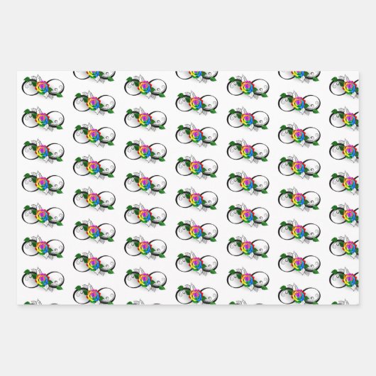 Unendlichkeitssymbol mit Rainbow-Rose Geschenkpapier Set (Vorderseite)
