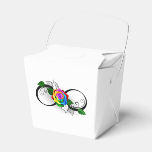 Unendlichkeitssymbol mit Rainbow-Rose Geschenkschachtel
