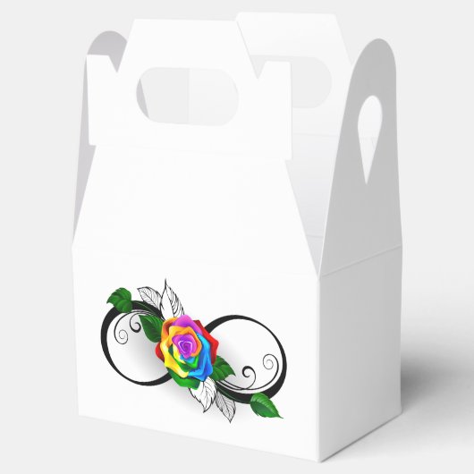 Unendlichkeitssymbol mit Rainbow-Rose Geschenkschachtel (Geöffnet)