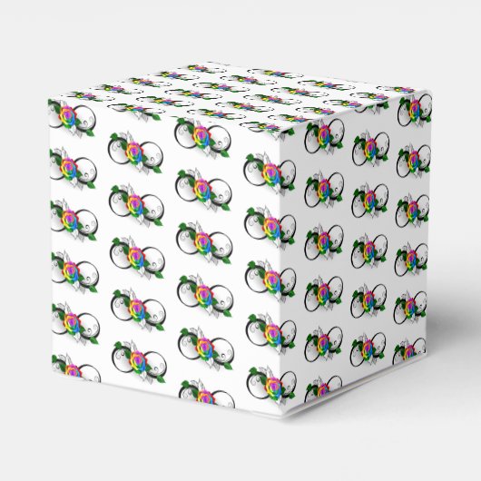 Unendlichkeitssymbol mit Rainbow-Rose Geschenkschachtel (Rückseite)