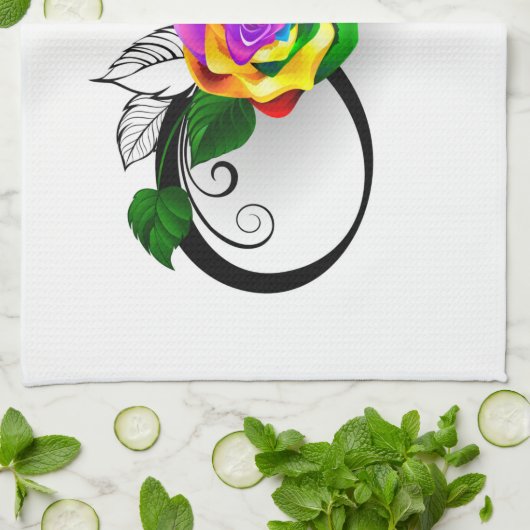 Unendlichkeitssymbol mit Rainbow-Rose Geschirrtuch (Gefaltet)