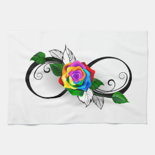 Unendlichkeitssymbol mit Rainbow-Rose Geschirrtuch