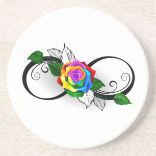 Unendlichkeitssymbol mit Rainbow-Rose Getränkeuntersetzer