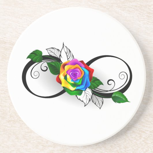 Unendlichkeitssymbol mit Rainbow-Rose Getränkeuntersetzer (Vorne)