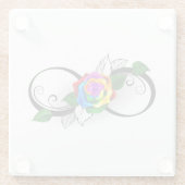 Unendlichkeitssymbol mit Rainbow-Rose Glasuntersetzer (Rückseite)