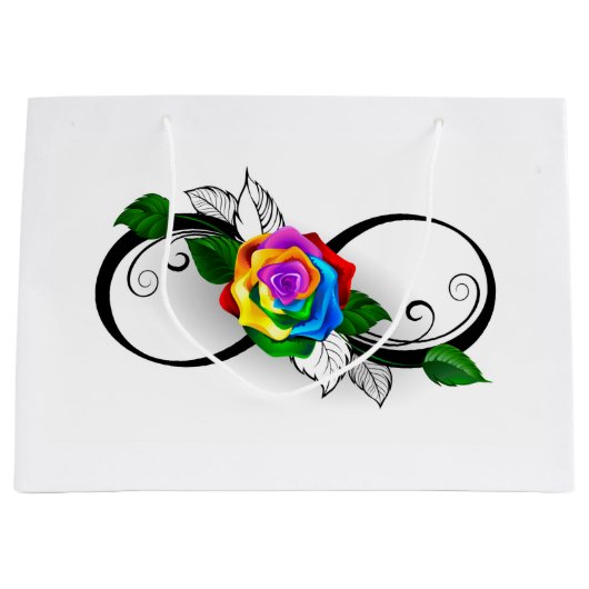 Unendlichkeitssymbol mit Rainbow-Rose Große Geschenktüte (Vorderseite)
