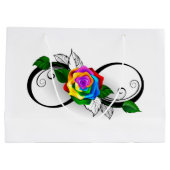Unendlichkeitssymbol mit Rainbow-Rose Große Geschenktüte (Rückseite)