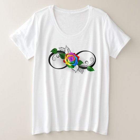 Unendlichkeitssymbol mit Rainbow-Rose Große Größe T-Shirt (Design vorne)