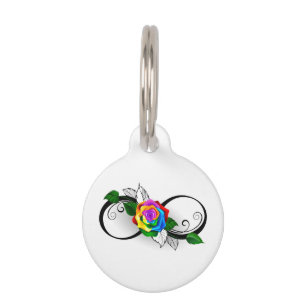 Unendlichkeitssymbol mit Rainbow-Rose Haustiermarke