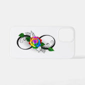 Unendlichkeitssymbol mit Rainbow-Rose iPhone Hülle (Rückseite (Horizontal))