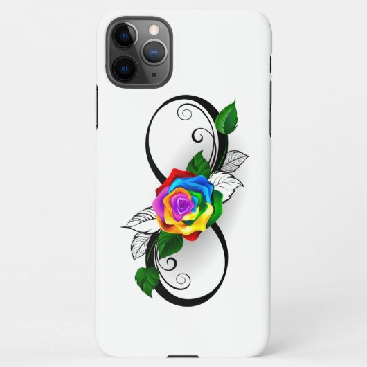 Unendlichkeitssymbol mit Rainbow-Rose iPhone Hülle (Rückseite)