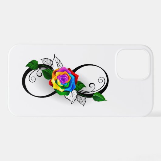 Unendlichkeitssymbol mit Rainbow-Rose iPhone Hülle (Rückseite (Horizontal))