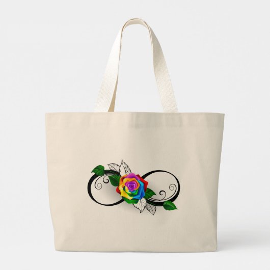 Unendlichkeitssymbol mit Rainbow-Rose Jumbo Stoffbeutel (Rückseite)