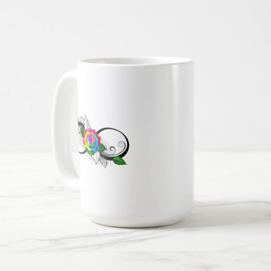 Unendlichkeitssymbol mit Rainbow-Rose Kaffeetasse (Vorderseite Links)