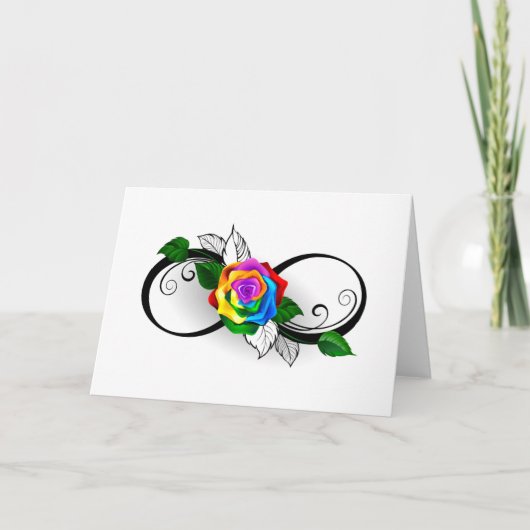 Unendlichkeitssymbol mit Rainbow-Rose Karte (Vorderseite)