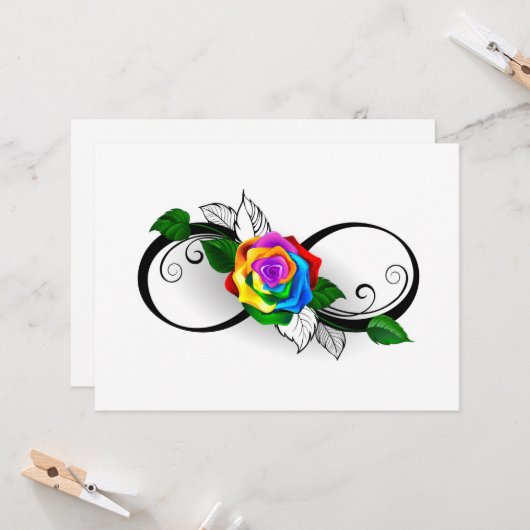 Unendlichkeitssymbol mit Rainbow-Rose Karte (Vorderseite/Rückseite Beispiel)