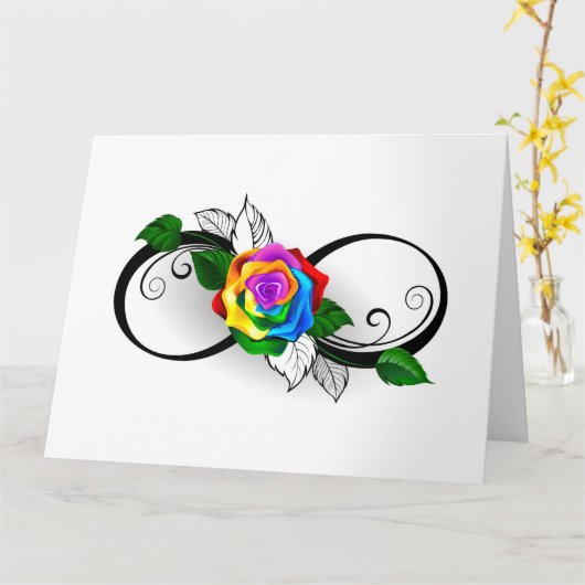 Unendlichkeitssymbol mit Rainbow-Rose Karte (Gelbe Blume)