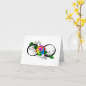 Unendlichkeitssymbol mit Rainbow-Rose Karte (Gelbe Blume)