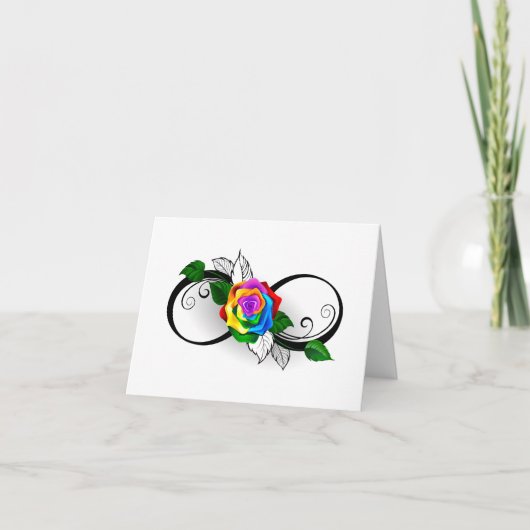Unendlichkeitssymbol mit Rainbow-Rose Karte (Vorderseite)