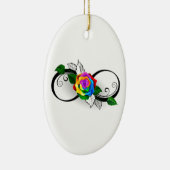 Unendlichkeitssymbol mit Rainbow-Rose Keramik Ornament (Rechts)