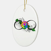 Unendlichkeitssymbol mit Rainbow-Rose Keramik Ornament (Links)