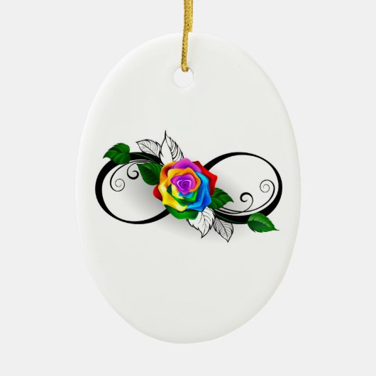 Unendlichkeitssymbol mit Rainbow-Rose Keramik Ornament (Vorne)