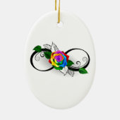 Unendlichkeitssymbol mit Rainbow-Rose Keramik Ornament (Hinten)