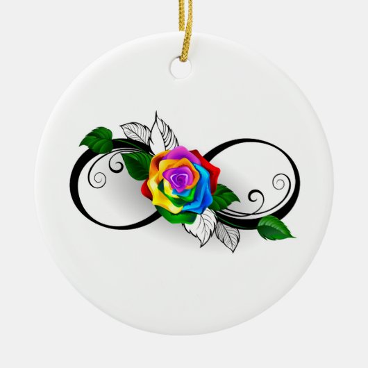 Unendlichkeitssymbol mit Rainbow-Rose Keramik Ornament (Vorne)
