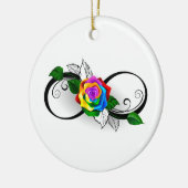 Unendlichkeitssymbol mit Rainbow-Rose Keramik Ornament (Links)