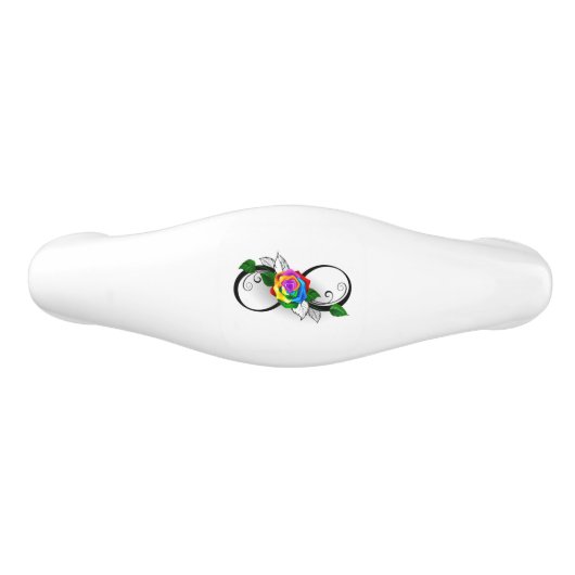 Unendlichkeitssymbol mit Rainbow-Rose Keramik Schubladengriff (Vorderseite)