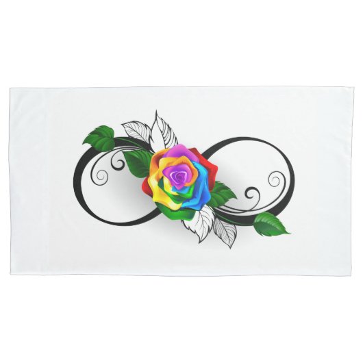 Unendlichkeitssymbol mit Rainbow-Rose Kissenbezug (Vorderseite-Links)