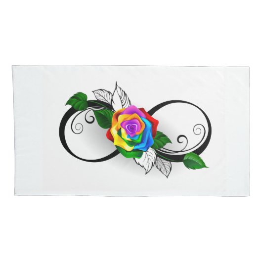 Unendlichkeitssymbol mit Rainbow-Rose Kissenbezug (Rückseite-Rechts)