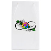 Unendlichkeitssymbol mit Rainbow-Rose Kleine Geschenktüte (Rückseite)