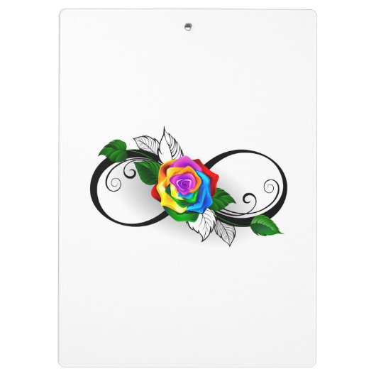 Unendlichkeitssymbol mit Rainbow-Rose Klemmbrett (Rückseite)