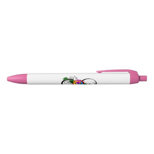 Unendlichkeitssymbol mit Rainbow-Rose Kugelschreiber (Oberseite)