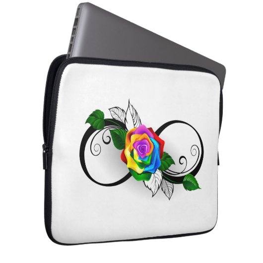 Unendlichkeitssymbol mit Rainbow-Rose Laptopschutzhülle (Vorne Rechts)