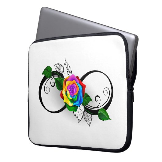 Unendlichkeitssymbol mit Rainbow-Rose Laptopschutzhülle (Vorderseite Links)