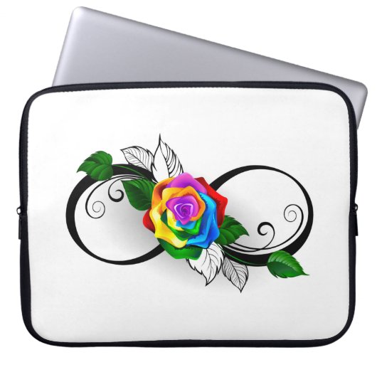 Unendlichkeitssymbol mit Rainbow-Rose Laptopschutzhülle (Vorderseite)